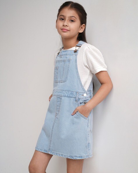 Cotton Denim Dungaree Dress