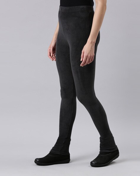 Buy Women's Solid Silver Grey Treggings Online