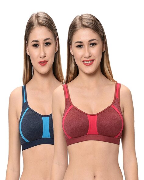 Buy online Color Block Sports Bra from lingerie for Women by Elina