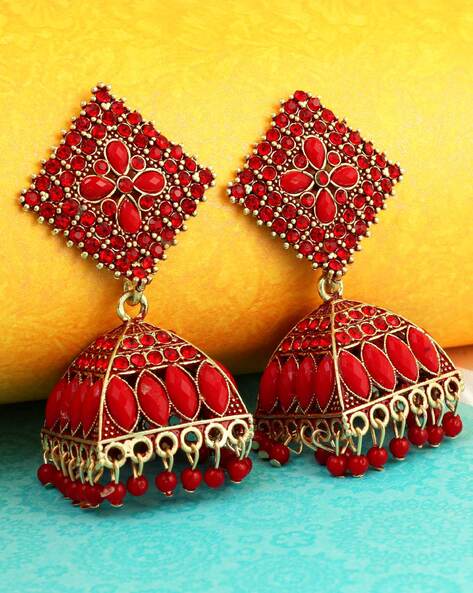 Red colour deals earrings online