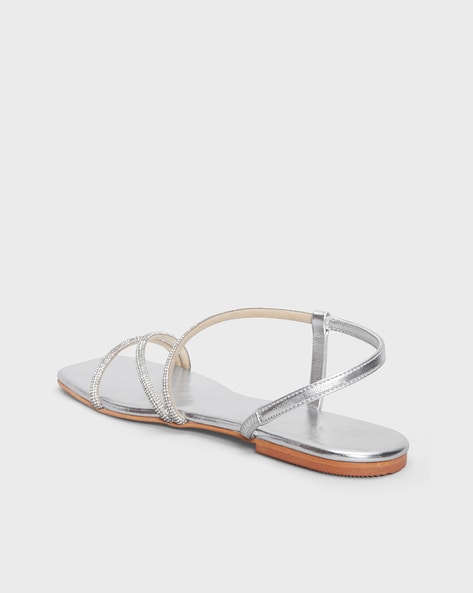 Silver dress 2024 sandals flat