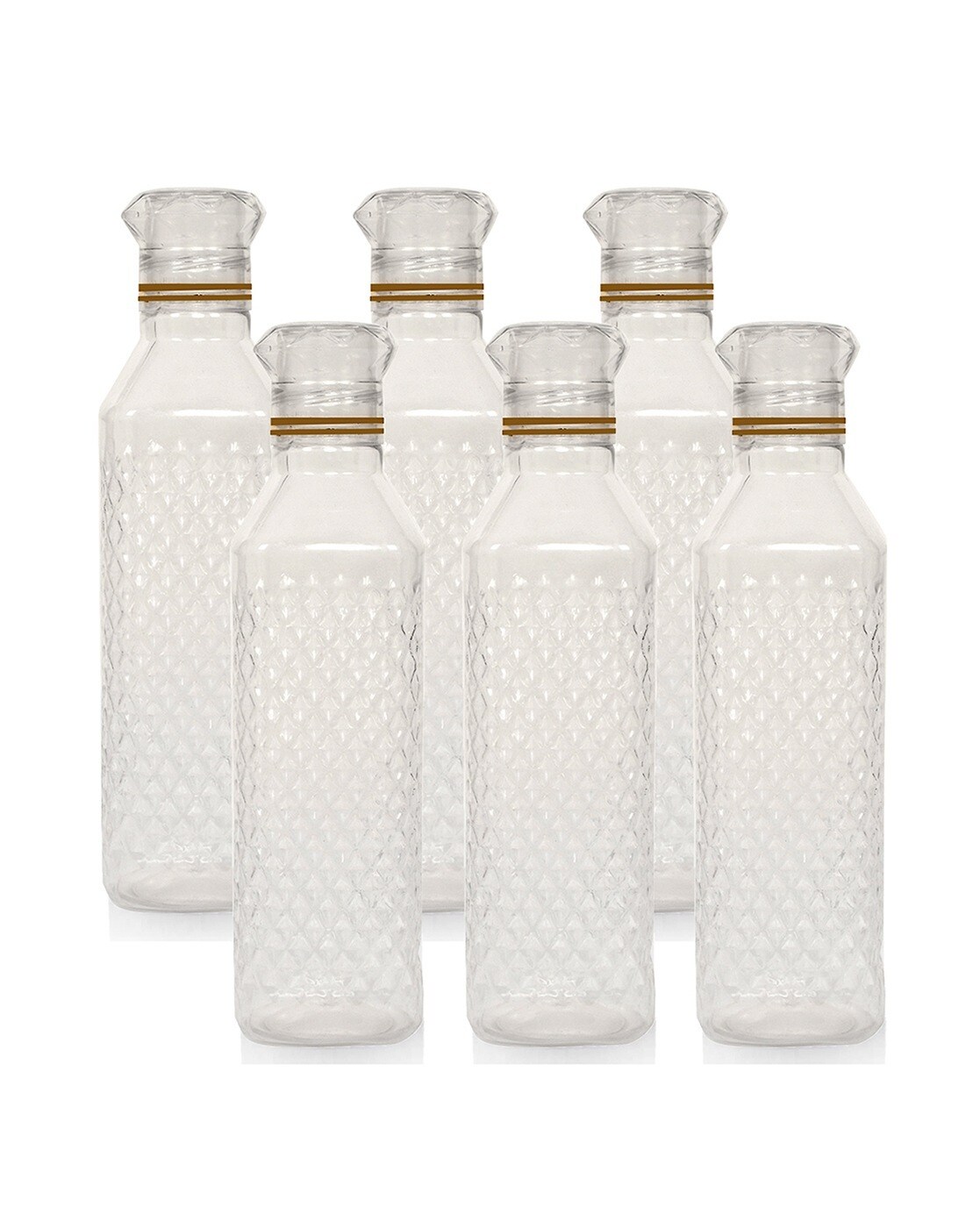 Crystal Clear Water Bottle Set of 6 1 litre, Plastic Fridge Water Bottle  Set