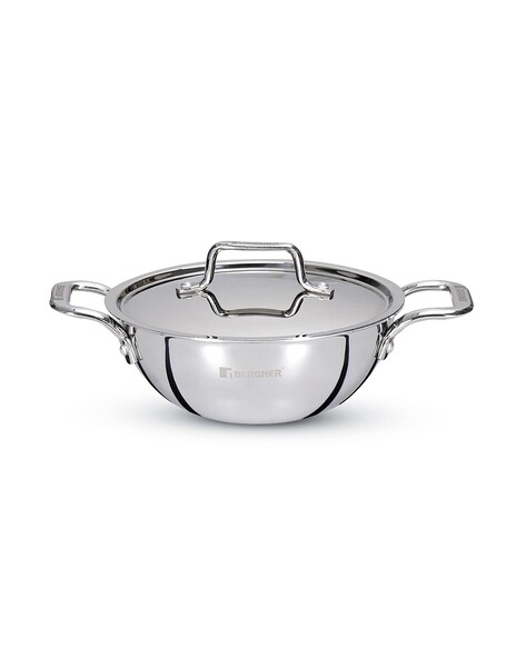 Buy Vinod Platinum Triply Stainless Steel Kadai With Lid Online at