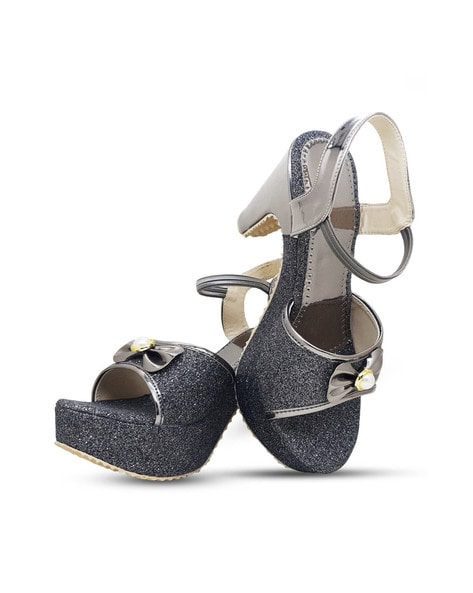 WalkTrendy Womens Synthetic Dark-Grey Sandals With Heels - 7 UK  (Wtwhs1_Dark-Grey_40) : Amazon.in: Shoes & Handbags