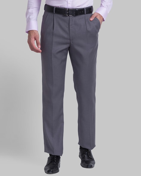 Buy Raymond Men Brown Classic Fit Pleated Formal Trousers - Trousers for  Men 1725930 | Myntra
