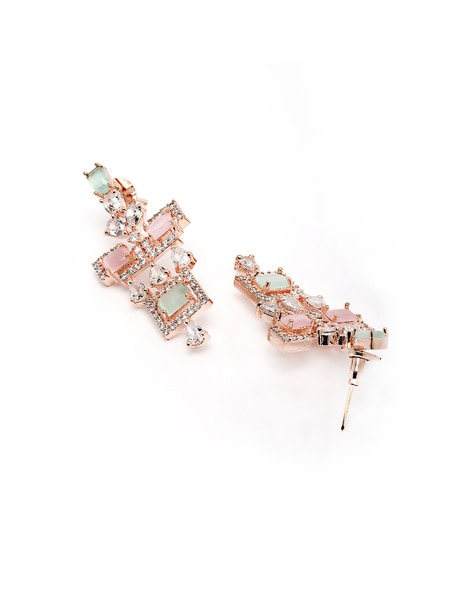 Rose Gold Pink Jewelry Set/ American Diamond CZ / Necklace Set 
