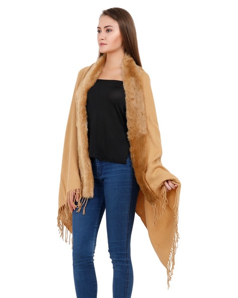 Fur Stole with Fringed Hem Price in India