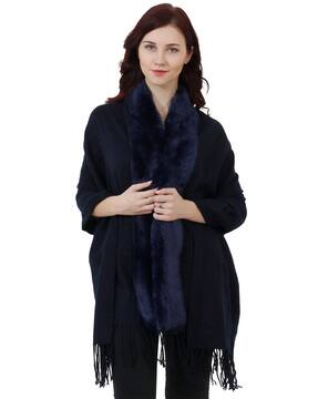 Buy Navy Blue Shawls Wraps for Women by MANRA Online