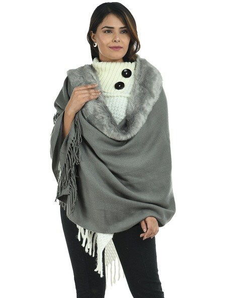 Fur Stole with Fringed Hem Price in India