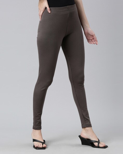 Women Solid Ebony Grey Ankle Length Leggings