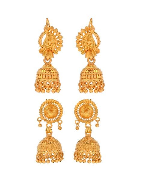 Buy MEENAZ Traditional Temple One Gram Gold Brass Copper South Indian Screw  Back Studs Meenakari Stone Ear Chains Hair Peacock Jhumkas Jhumka Earrings  Combo for Women Girls Wedding chain -GOLD JHUMKI-M204 at