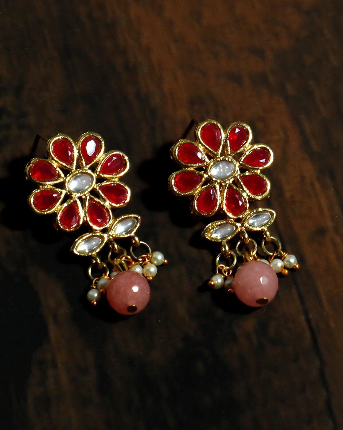 14KYG Coral Stone & Diamond Drop Earrings — DeWitt's Diamond & Gold Exchange