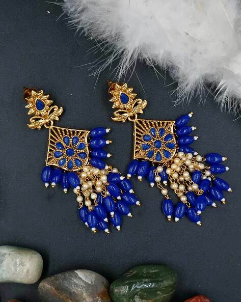 Golden Night Flower Glossy Rectangle Earring – Adore By Priyanka