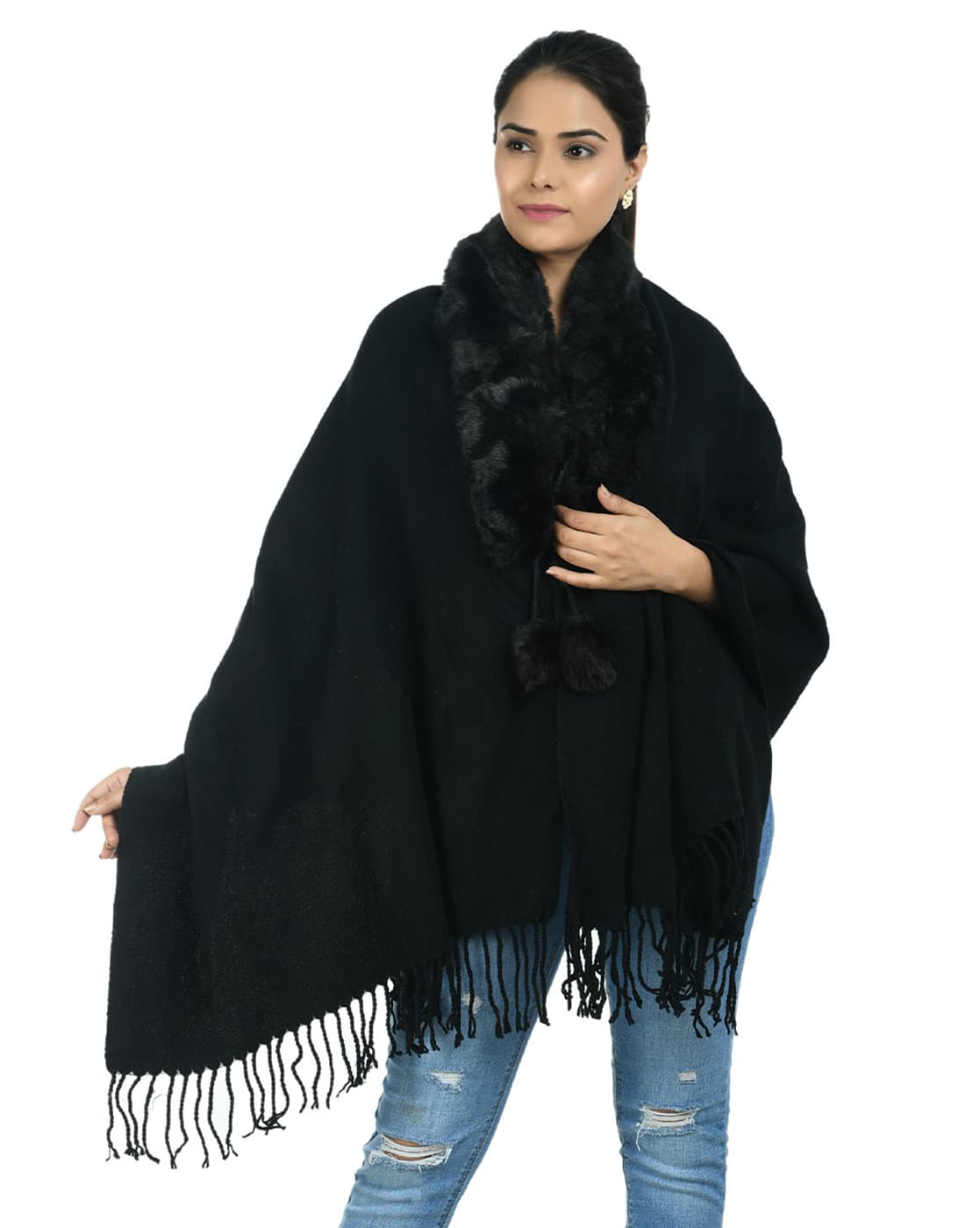 Buy Black Shawls Wraps for Women by MANRA Online