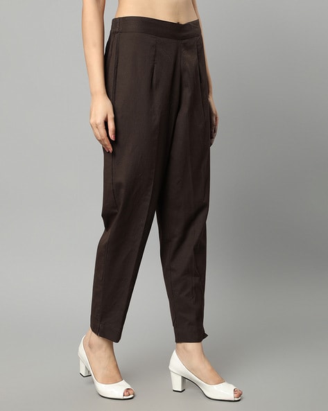 Straight Fit Pants with Elasticated Waist Price in India