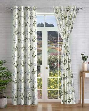 Set of 2 Floral Print Door Curtains with Eyelets Header-image-4