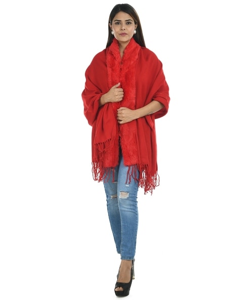 Fur Stole with Fringed Hem Price in India