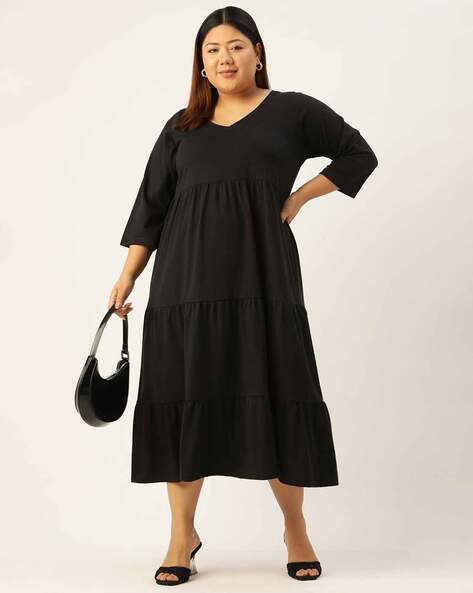 Cocktail Dress Size 16 Tall Dresses Guest Dresses Maxi Dress Woman Within  Women's Plus Size Clothing V-Neck Tiered Dress