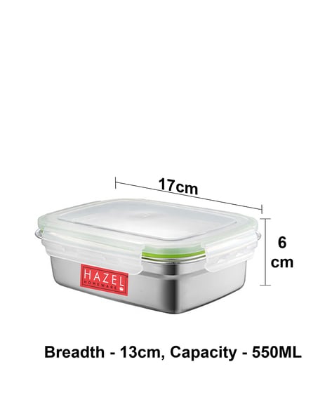 Hazel Steel Tiffin Box For Office  Stainless Steel Lunch Box, 500