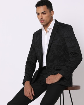 Mens black printed on sale blazer