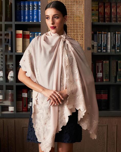 Embroidered Stole with Scalloped Border Price in India
