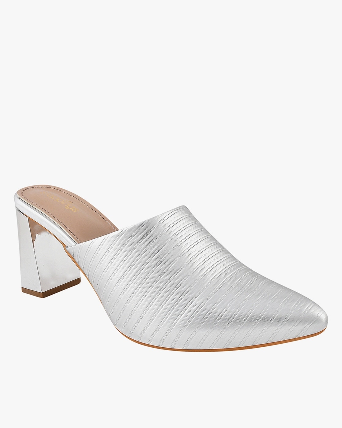 Metallic mules online heels