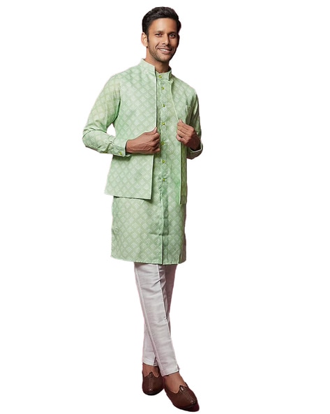Citrus Yellow Embroidered Bandi Jacket Set In Silk | Mens kurta designs,  Fashion suits for men, Jackets