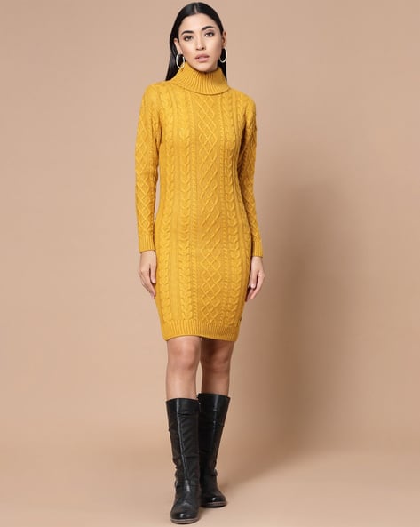 Buy Wool Trees Knitted High-Neck Bodycon Online | Ajio.com