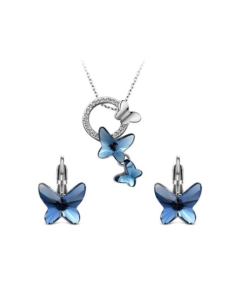 Anne Koplik Large Filigree Enamel Swarovski Crystal Butterfly Necklace  NK4579LTU | ILoveThatGift