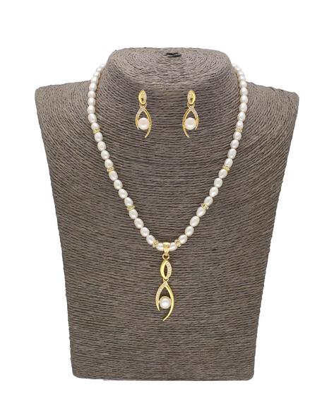 Two Oval Pearls Lariat Necklace and Earrings Set » Gosia Meyer Jewelry