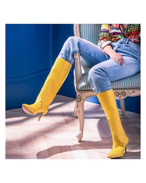 High heel ankle boots outlet - woman heel 10 cm yellow tissue | Barca Stores