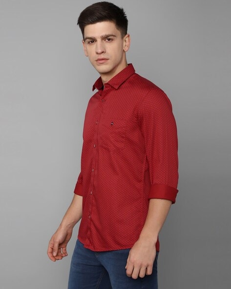 Louis Philippe Sport Men Printed Casual Red Shirt - Buy Louis