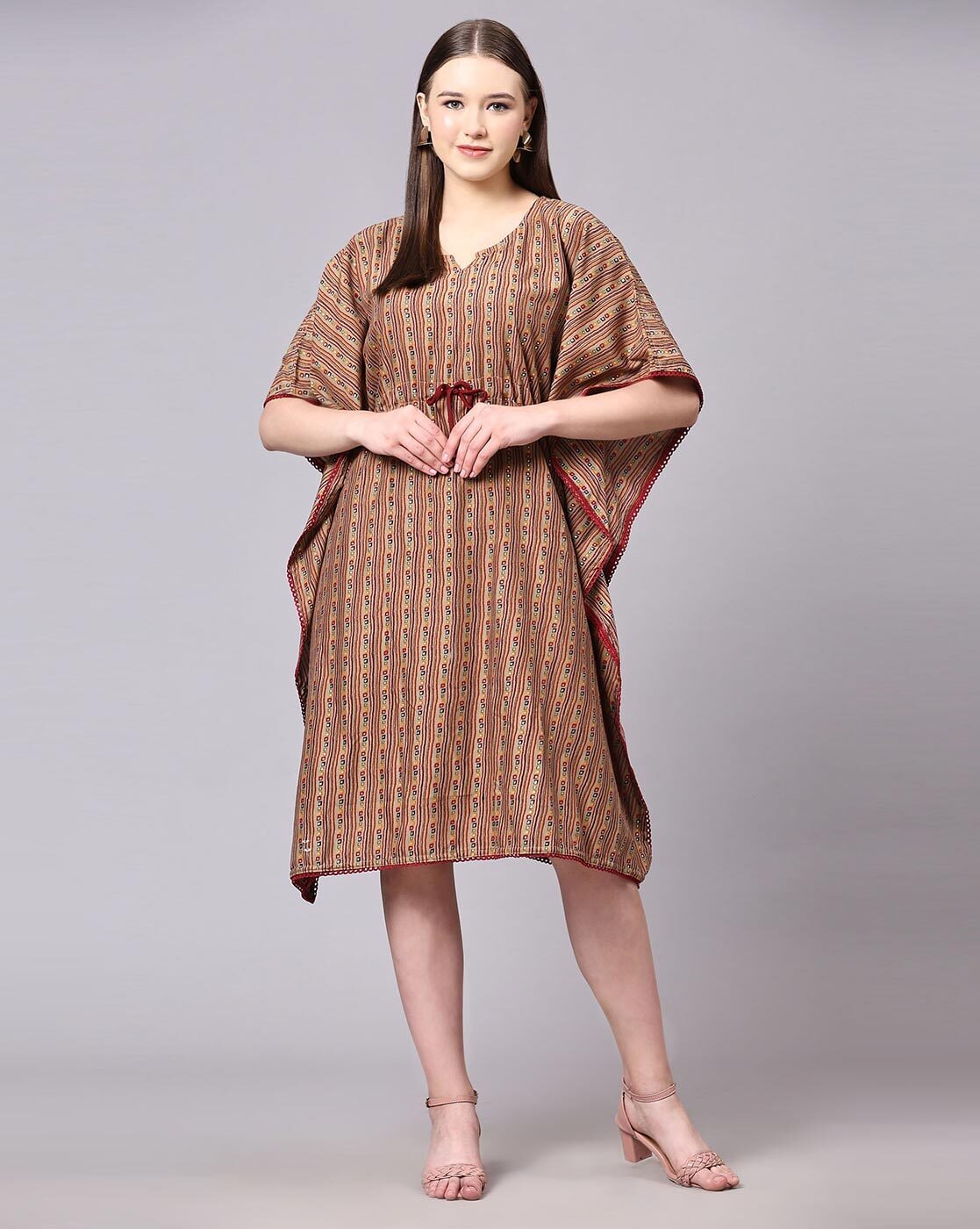 SHIBORI KAFTAN DRESS BURGUNDY | SEPIA STORIES