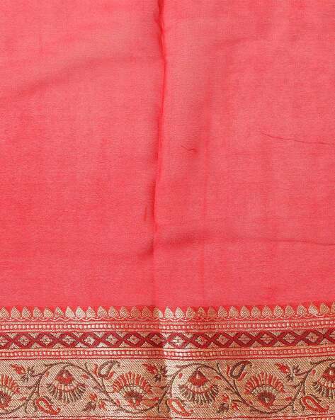 Badi Meena Mor Morni Design Cotton Silk Paithani Saree ( Pista & Rani)