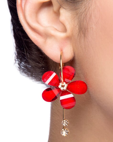 Juhi Malhotra-Red Flower Earrings