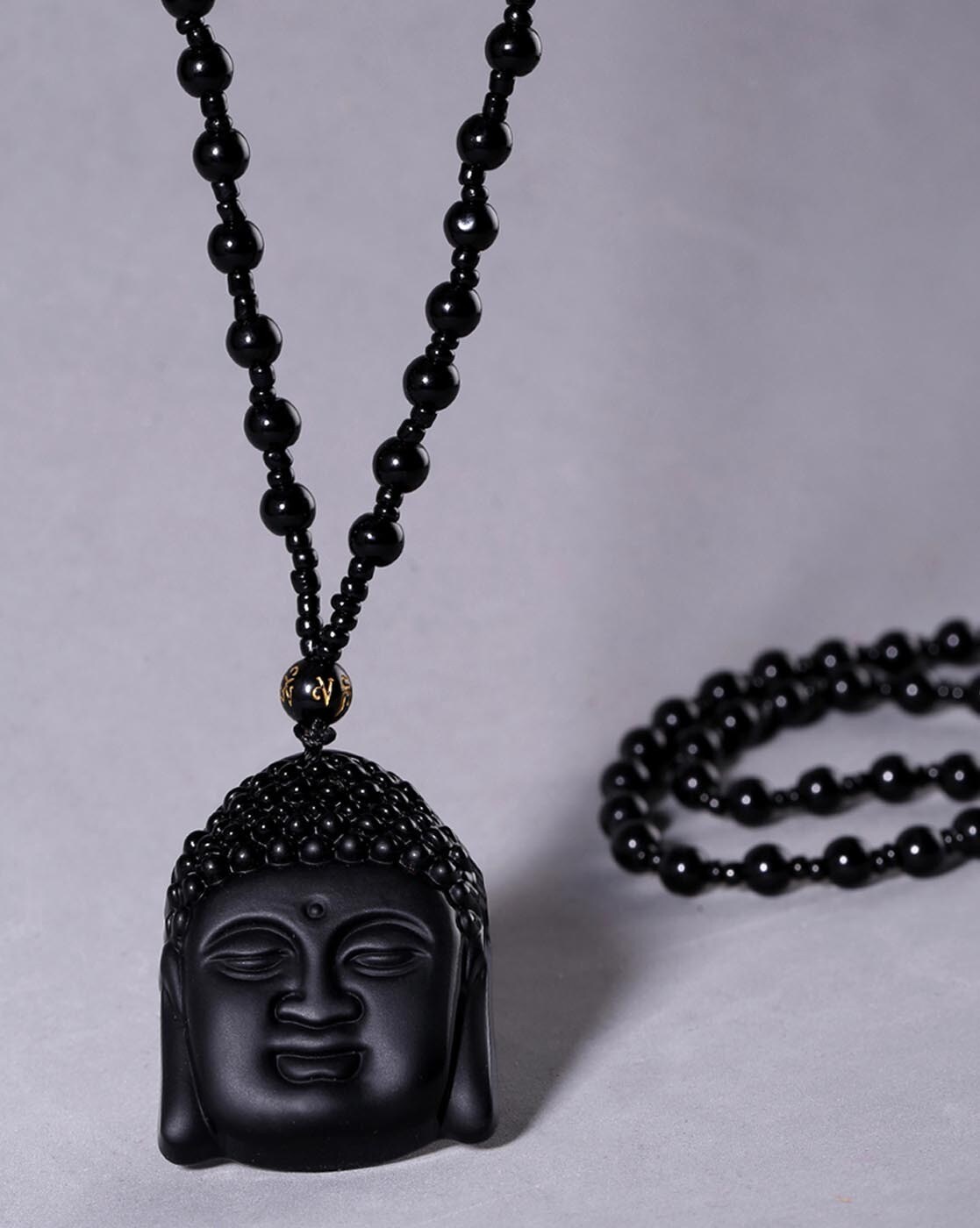 Buy Natural Stone Black Obsidian Carved Buddha Lucky Amulet Pendant Necklace  Fine Jewelry for Women Men Sweater Chain Pendants Online in India - Etsy