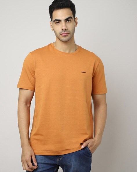 Regular Fit Crew Neck T Shirt with Short Sleeves