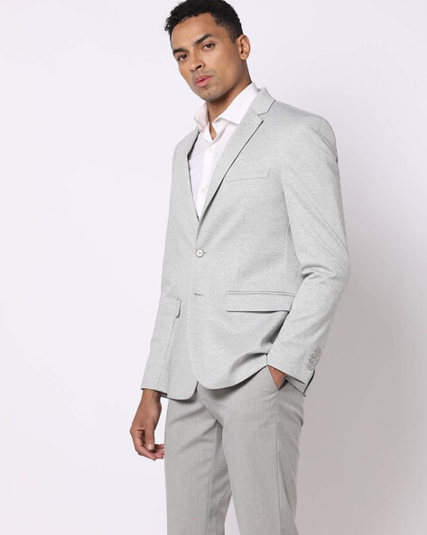 John Players Checked Single-Breasted Slim-Fit Blazer