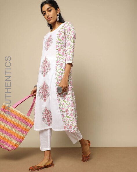 Buy Kanchi Hand Block Printed Cotton Kurta Pant Set Online at Best Prices  in India - JioMart.