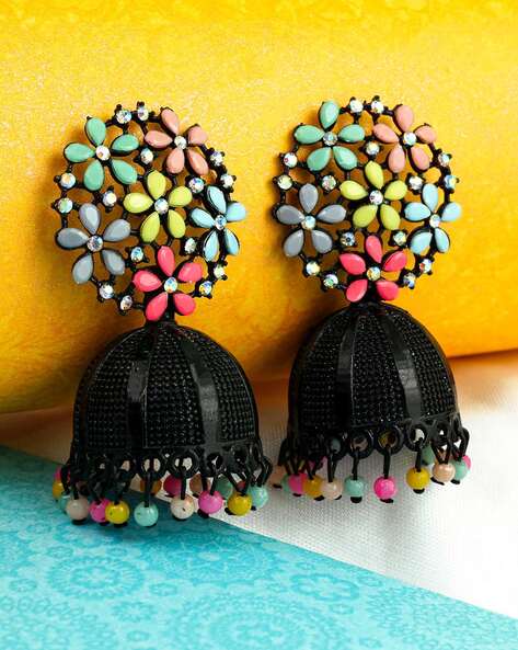 Buy Midnight Black Gemstone Drop Earrings Online | CaratLane