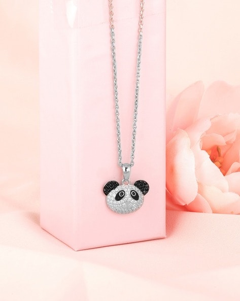 925 Sterling Silver Panda Necklace My Heart is With You Panda Pendant