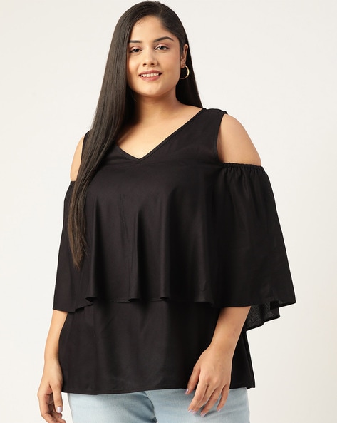 Womens black best sale cold shoulder top