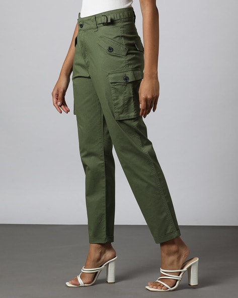Buy Olive Green Trousers & Pants for Women by WINERED Online | Ajio.com
