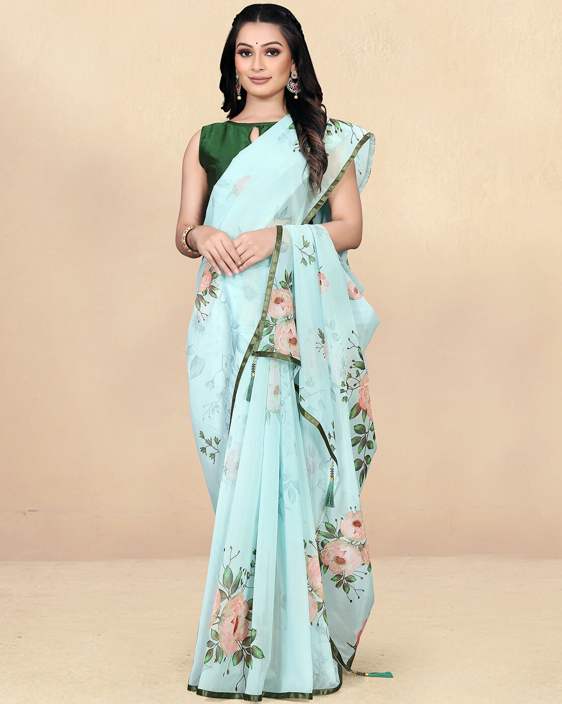 Buy Turquoise Sarees for Women by SHRITHI FASHION FAB Online