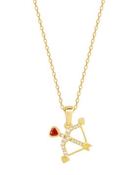 Sterling Silver Gold-Plated Arrow of Love Pendant with Chain-image-28