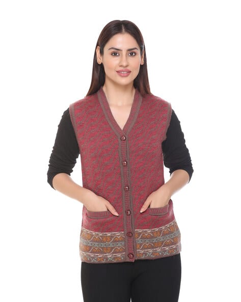 Sleeveless Cardigan with Slip Pockets