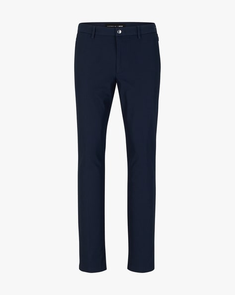 Slim fit: twill trousers with an elasticated waistband - black | Comma