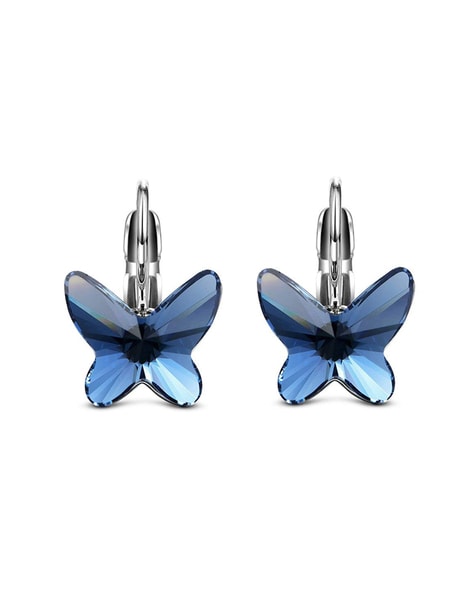 Buy Flutter Blue Butterfly Diamond Stud Earrings Online | CaratLane