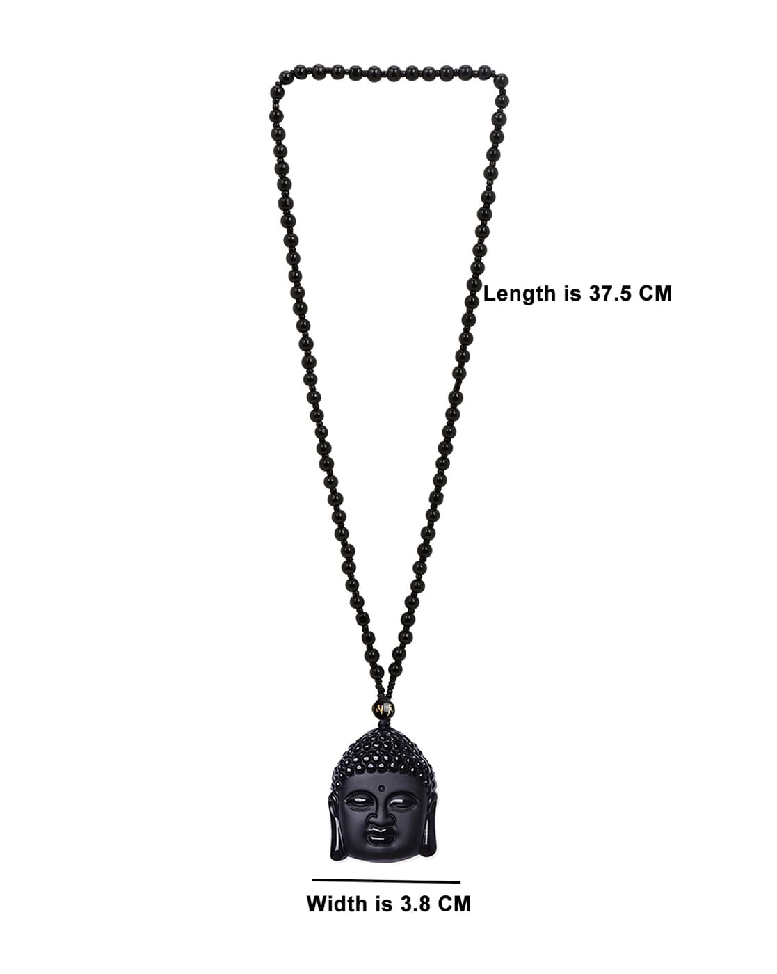 Black Obsidian Guanyin Buddha OM Pendant Adjustable Wax Rope Necklace -  GEM+SILVER