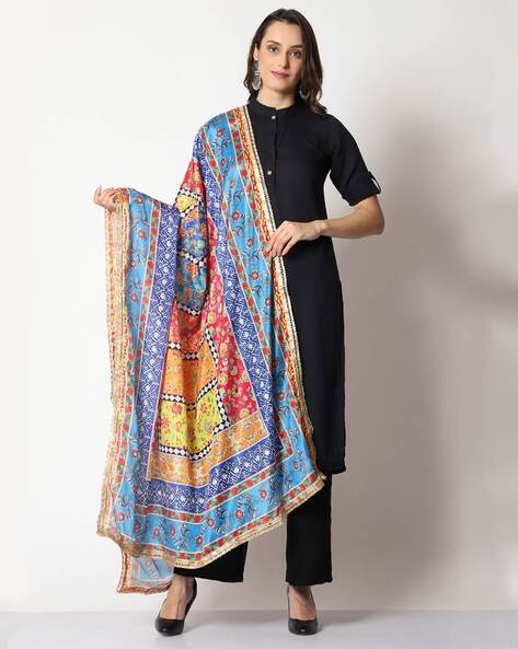 Printed Dupatta with Lace Border Price in India